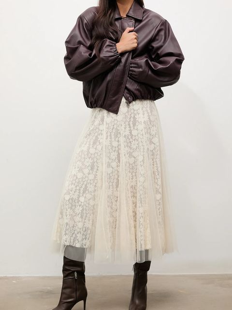 Answear.LAB spódnica kolor beżowy maxi rozkloszowana - zdjęcie produktu nr 1