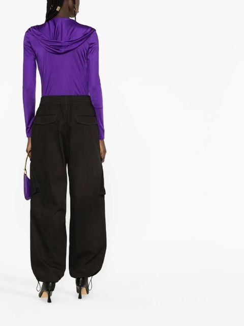 Versace hooded cowl-neck bodysuit - Purple