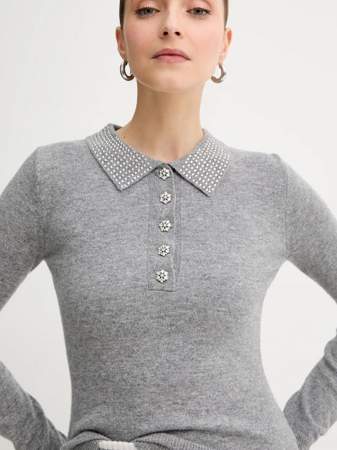 Fracomina sweter wełniany damski kolor szary lekki FR25WT7005K53201