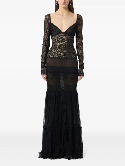Blumarine lace-panelled gown - Black