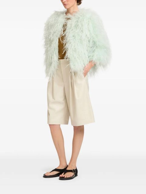 Yves Salomon cropped feather jacket - Green - zdjęcie produktu nr 1
