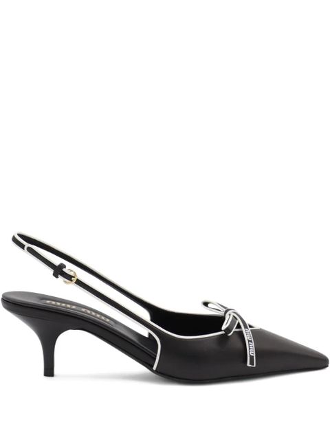 Miu Miu 55mm leather slingback pumps - Black - zdjęcie produktu nr 1