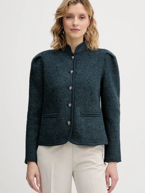 Hoss Intropia kurtka wełniana kolor turkusowy przejściowa 5432677 - zdjęcie produktu nr 1