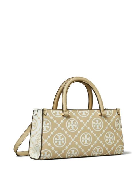 Tory Burch small T Monogram-embossed E/W tote bag - Neutrals