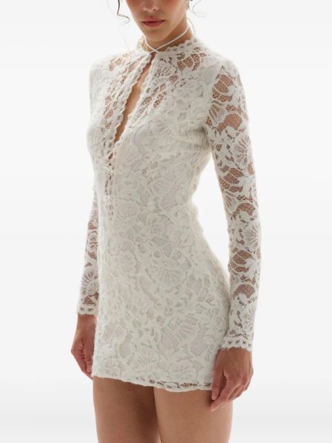 MANURÍ tie-neck mini dress - White