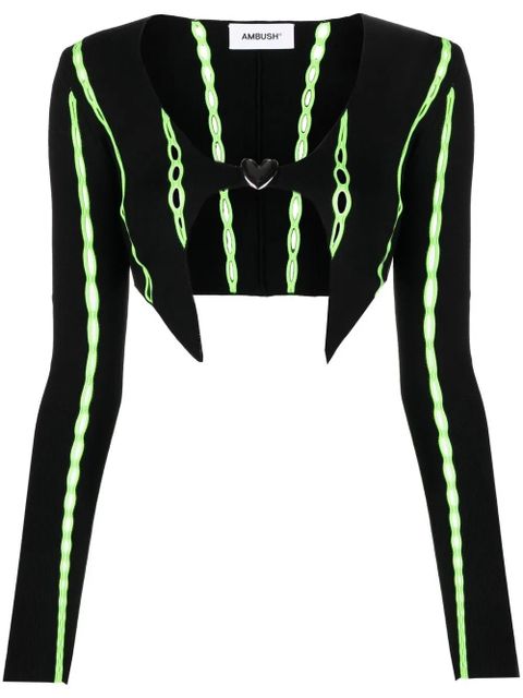AMBUSH contrast-trim cropped cardigan - Black - zdjęcie produktu nr 1