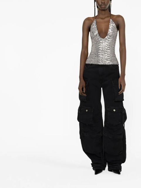 The Attico sequin-embellishment halterneck top - Silver - zdjęcie produktu nr 2