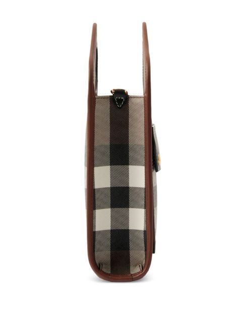 Burberry mini checkered leather tote bag - Brown