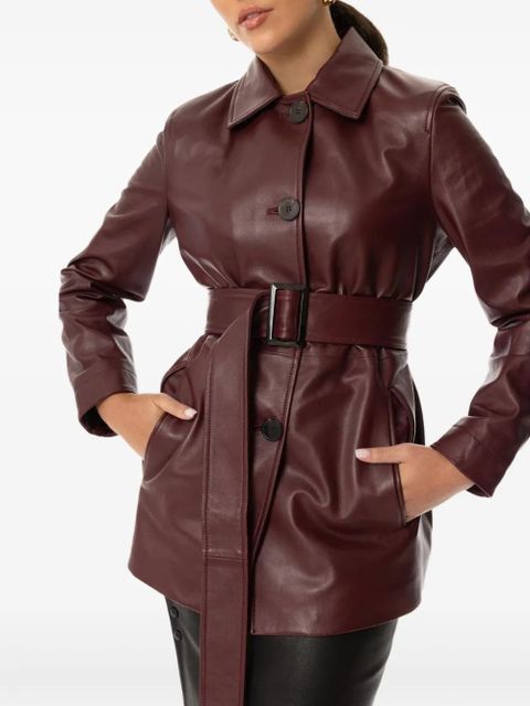Max Mara Tolmin belted leather coat - Red