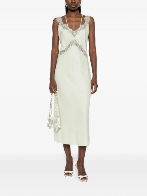 PINKO Anise lace V-neck midi dress - Green - zdjęcie produktu nr 2