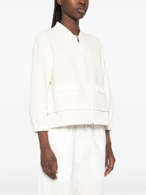 Moncler bouclé zip-up sweater - Neutrals