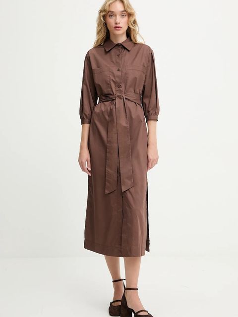 Answear.LAB sukienka bawełniana kolor brązowy maxi prosta - zdjęcie produktu nr 1