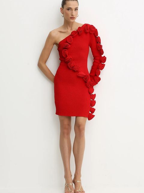 Farm Rio sukienka kolor czerwony mini dopasowana 346139