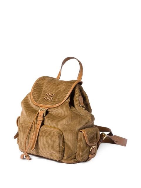 Miu Miu large corduroy cotton backpack - Brown