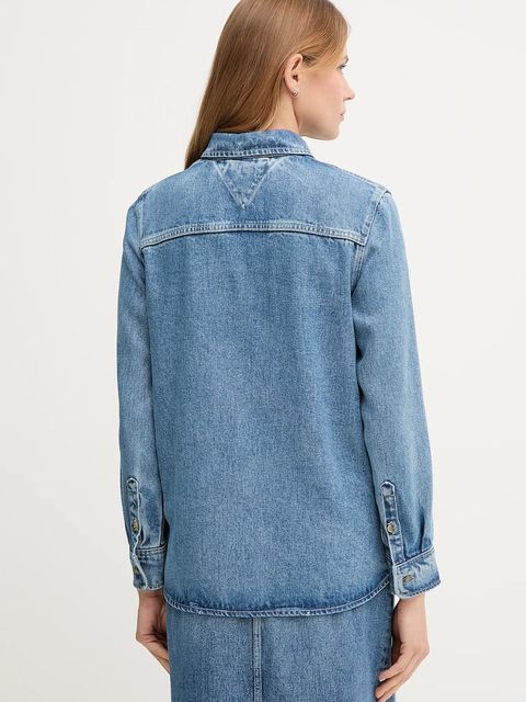 Tommy Hilfiger koszula jeansowa damska kolor niebieski regular z kołnierzykiem klasycznym WW0WW47219
