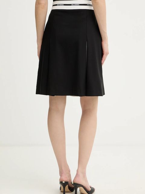 Karl Lagerfeld spódnica z dodatkiem wełny kolor czarny mini rozkloszowana B1W12005