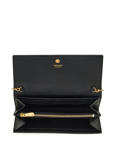 Ferragamo Gancini-plaque leather purse - Black