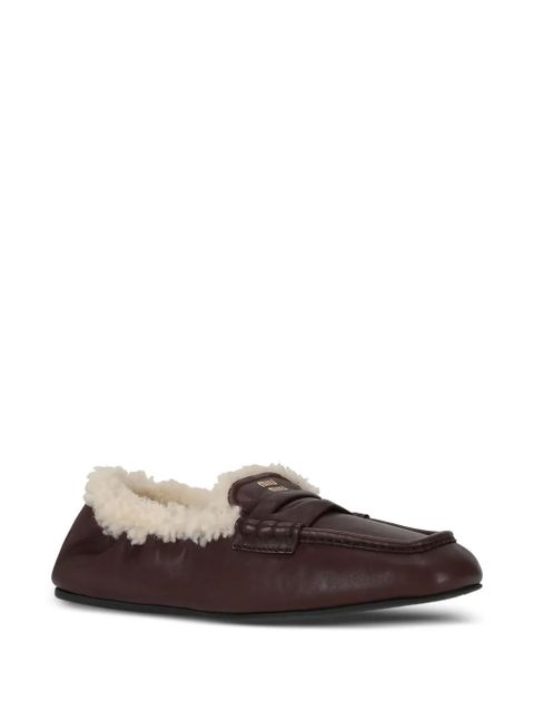 Miu Miu shearling-detail nappa loafers - Brown