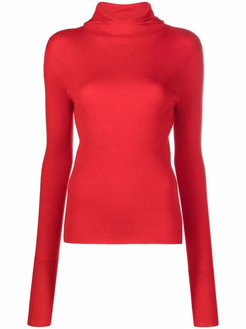 Jil Sander ribbed-knit hoodie - Red - zdjęcie produktu nr 1