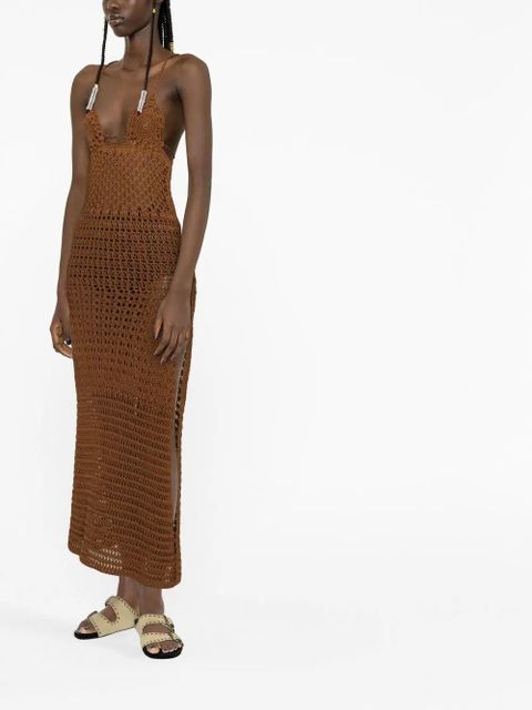 Alanui Mother Nature crochet dress - Brown