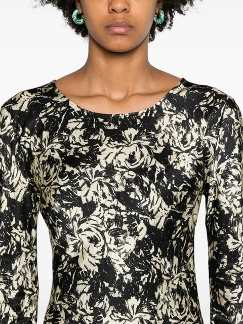 GANNI floral-print satin maxi dress - Black