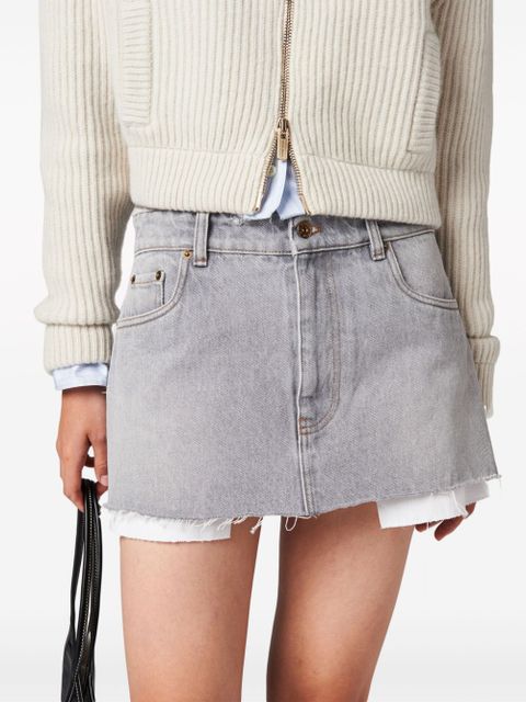 Miu Miu logo-embroidered denim miniskirt - Grey - zdjęcie produktu nr 2
