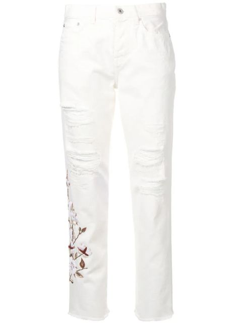 Off-White distressed flowers jeans - zdjęcie produktu nr 1