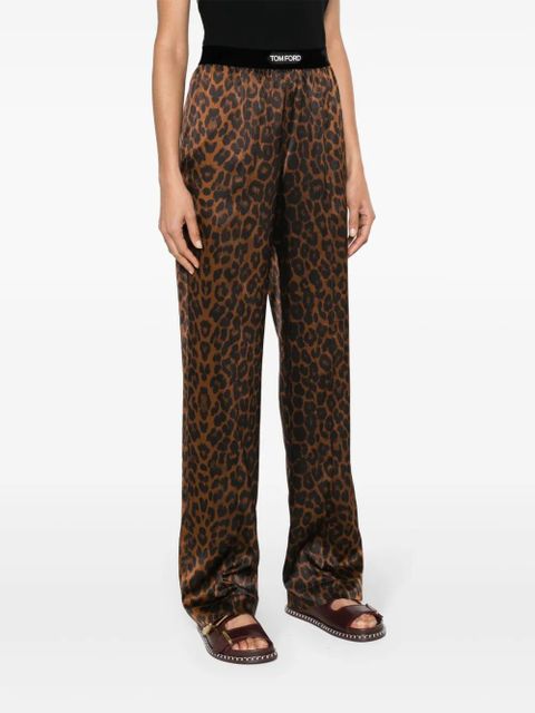 TOM FORD leopard-print silk pyjama bottoms - Brown