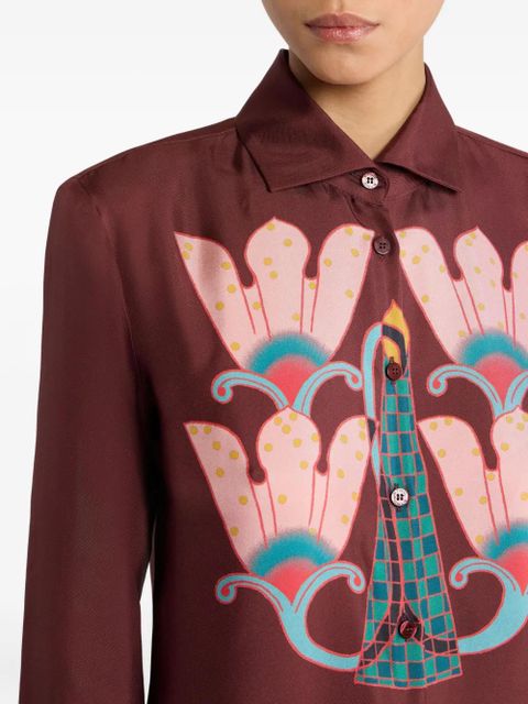 ETRO floral print silk shirt - Brown