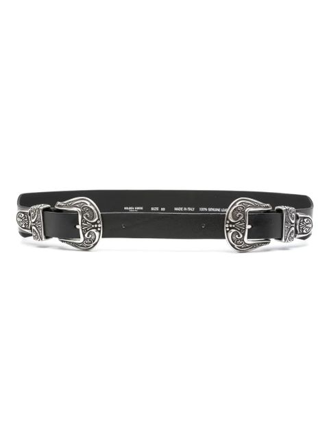 Golden Goose double buckle leather belt - Black - zdjęcie produktu nr 1