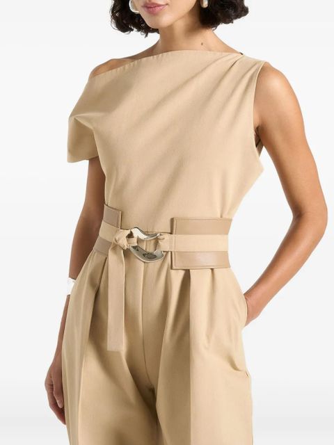 Manière De Voir Valerie off-shoulder belted tailored jumpsuit - Neutrals