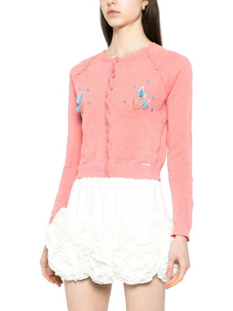 SHUSHU/TONG floral-embellished cardigan - Pink
