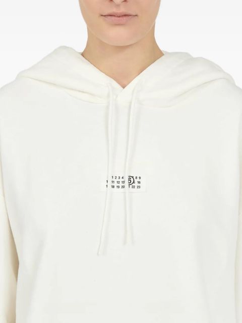 MM6 Maison Margiela frayed-hem logo hoodie - White