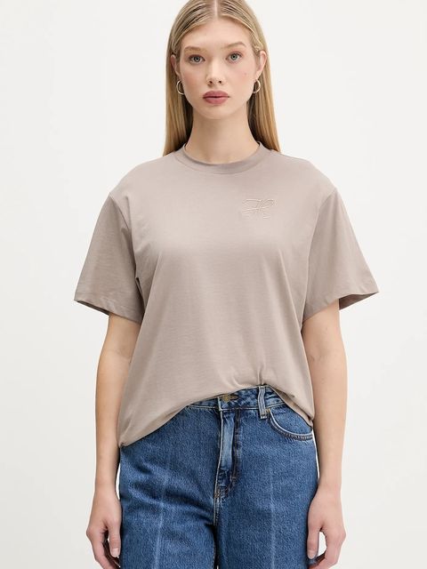 HUGO t-shirt bawełniany damski kolor beżowy 50550901 - zdjęcie produktu nr 1