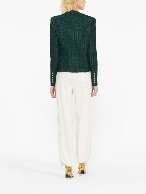 Balmain single-breasted tweed jacket - Green