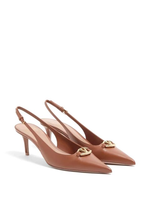 Valentino Garavani VLogo The Bold Edition slingback pumps in calfskin 60mm - Brown - zdjęcie produktu nr 2