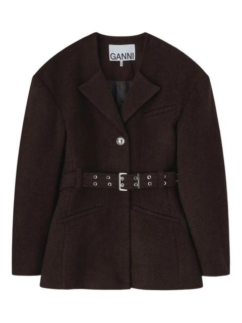 GANNI belted single-breasted jacket - Brown - zdjęcie produktu nr 1