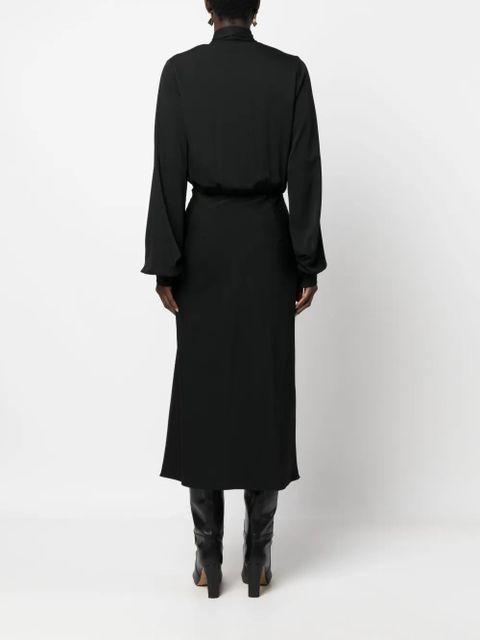 Sportmax attached-scarf silk-blend midi dress - Black
