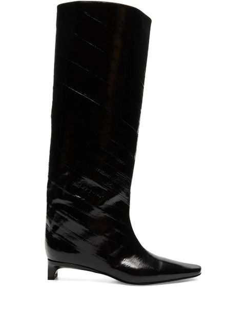 LouLou de Saison 35mm Joan eel-effect leather beveled-toe boots - Black - zdjęcie produktu nr 1