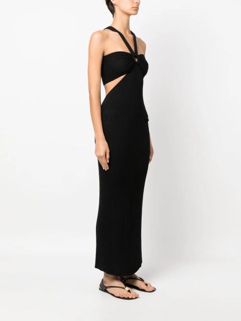 Ba&Sh gathered ribbed-knit maxi dress - Black