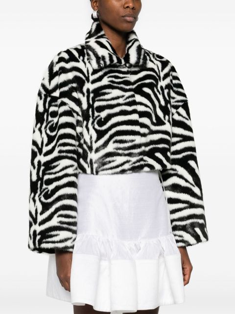 ROTATE BIRGER CHRISTENSEN zebra-print faux-fur jacket - Black