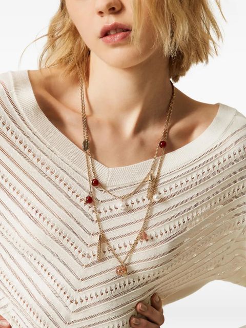 TWINSET V-neck pointelle-knit sweater - White