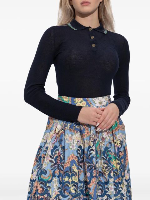 ETRO striped-border polo jumper - Blue