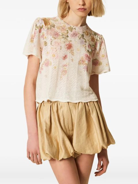 TWINSET floral-pattern knitted top - Neutrals