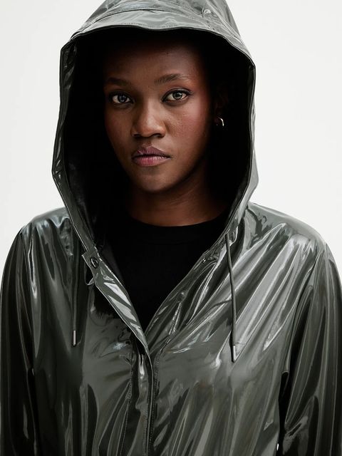 Rains kurtka 12040 A-Line Longer W Jacket kolor zielony przejściowa 12040