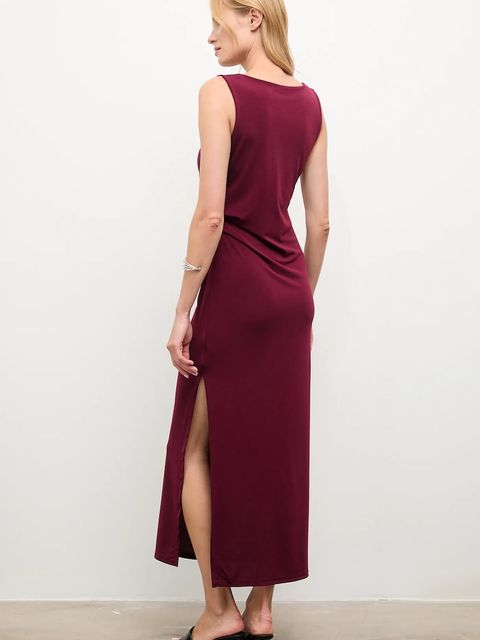 Answear.LAB sukienka kolor bordowy maxi prosta
