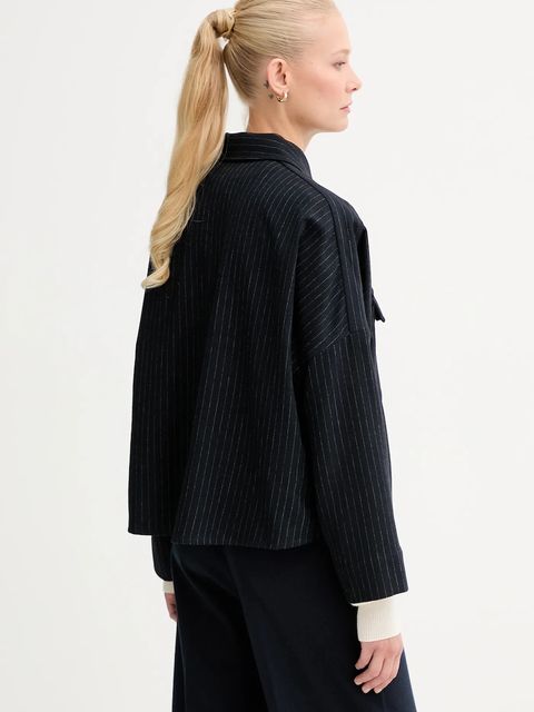 Sessun koszula z dodatkiem wełny damska kolor granatowy relaxed z kołnierzykiem klasycznym 25110028