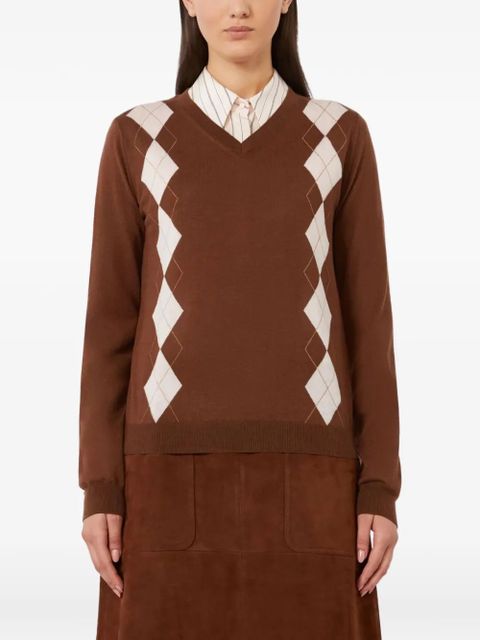 Max Mara argyle V-neck sweater - Brown