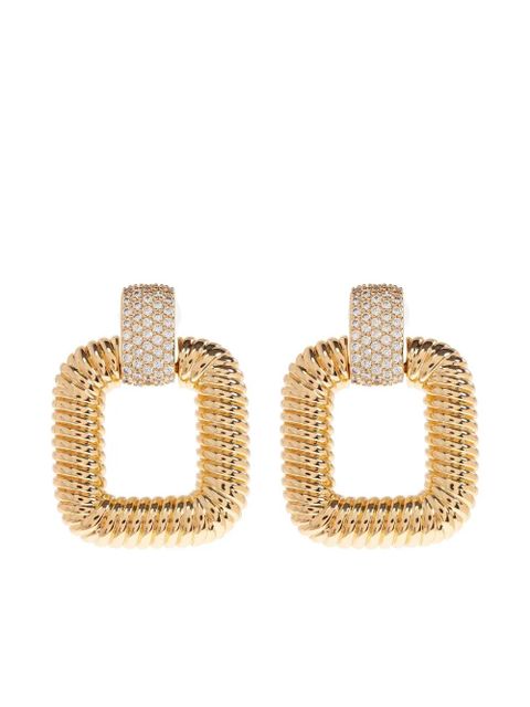 Self-Portrait square twisted earrings - Gold