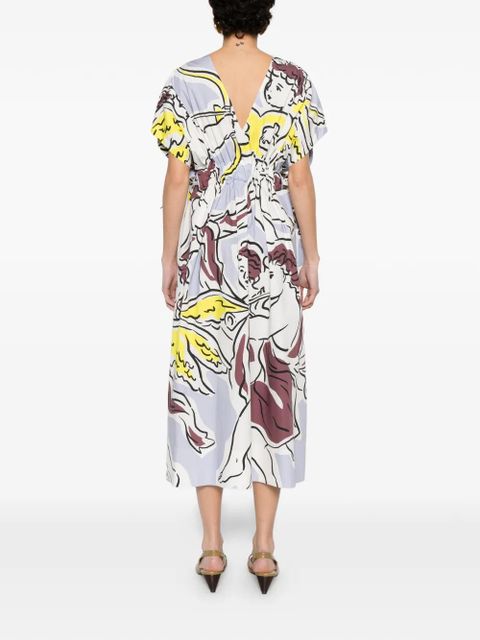 Tory Burch V-neck graphic midi dress - White